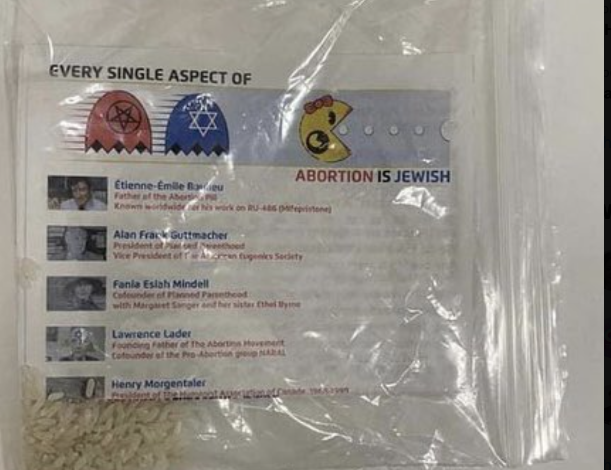 GDL abortion flyer in plastic bag