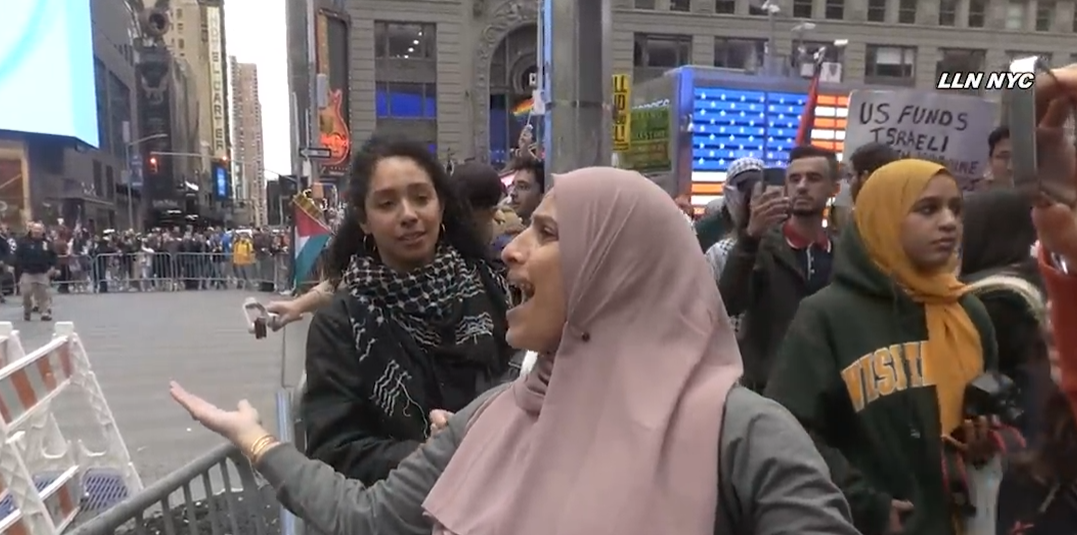 Darializa Avila Chevalier at anti-Israel rally in Times Square